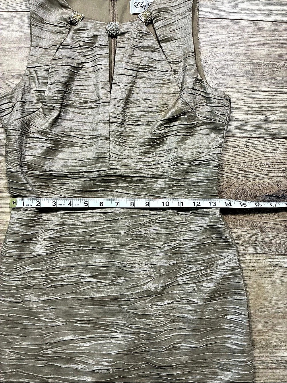 Eliza J Textured Midi Dress in Taupe Size 4 - Picture 5 of 8